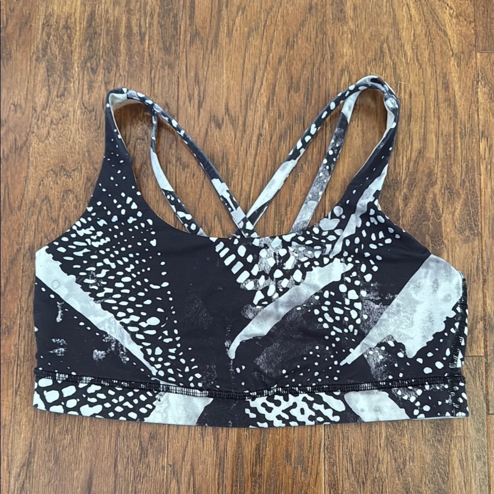 Lululemon Athletica Black and Gray Sports Bra with Strappy Design